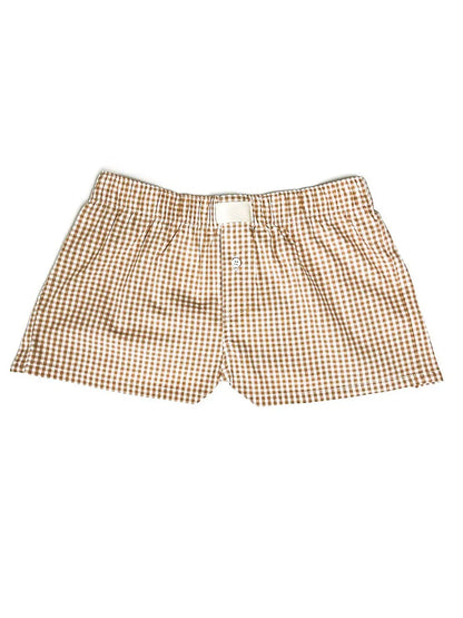 Retro Plaid Print Elastic Low Waist Button Front Loose Boxers