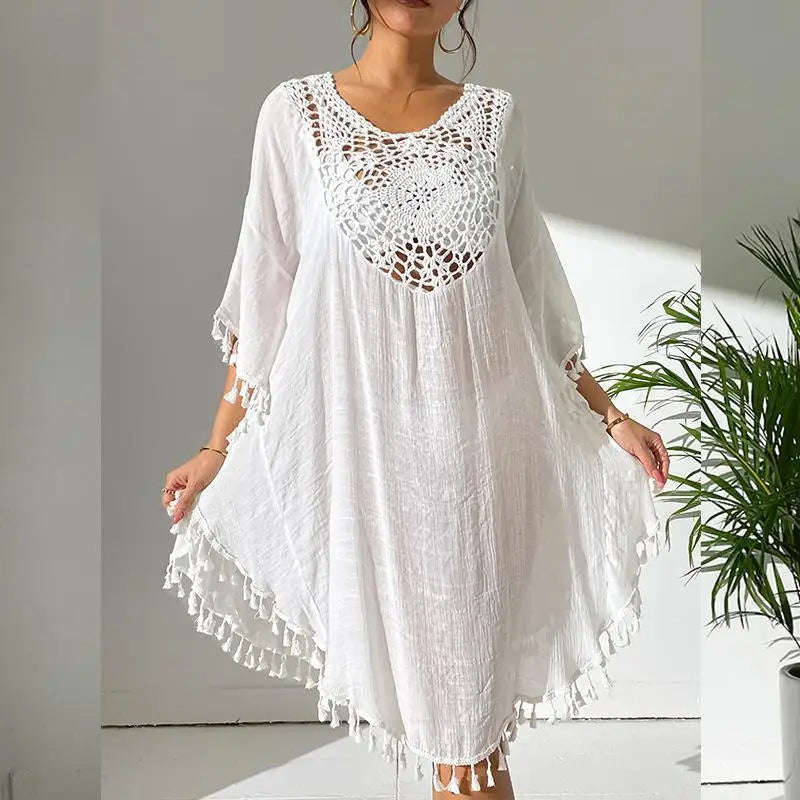 Women's Plus size Bathing Suit Cover Ups Swimsuit Coverups Dress Soft Crochet Bikini Beach Skirt