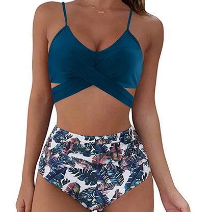 Sizes to 2XL, 12 Colors, Slimming Bikini Set, High Waisted Swimwear, 2 Pieces
