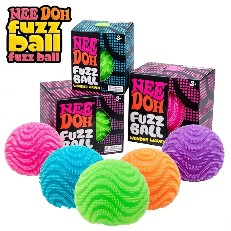 NeeDoh Fuzz Ball Wonder Waves Sensory Toy, Textured Sensory Stress Relief, Fidget Ball for Children and Adults