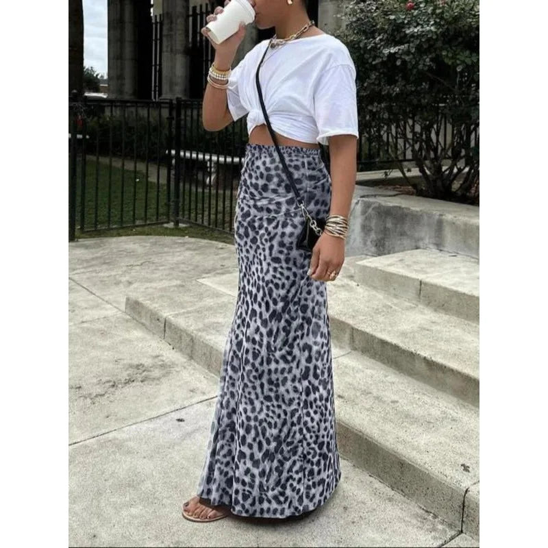 Size 1XL-5XL  Leopard Printed Midi Skirt in 5 Colors