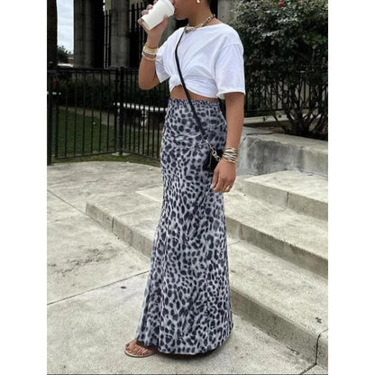 Size 1XL-5XL  Leopard Printed Midi Skirt in 5 Colors
