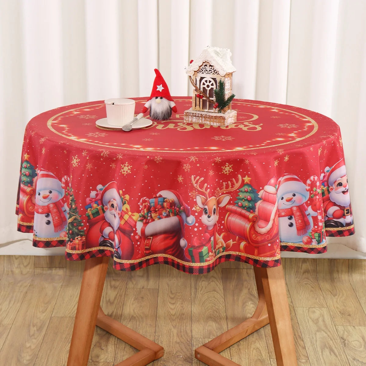 Christmas Santa Tablecloth, Round or Rectangle