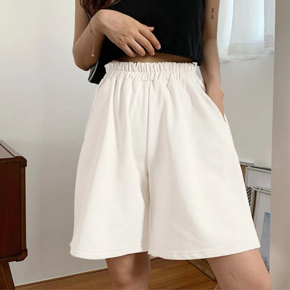 Loose, Elastic Waist Shorts, Casual Wide Leg Pants,  Vintage Fashion Sweatpants in Grey and Black Pockets