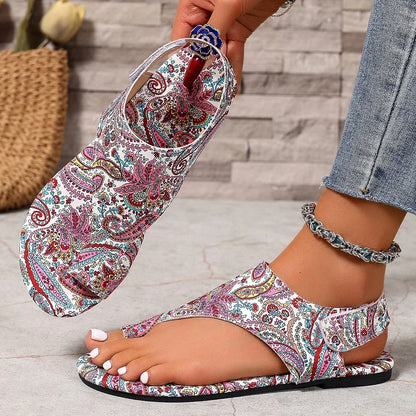 Comfortable flat Boho Romanesque Shoes , Easy attach velcro