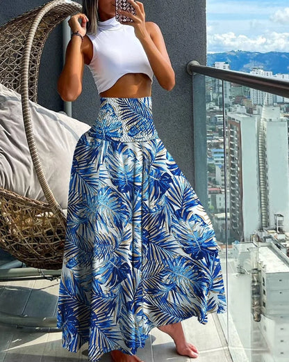8 Designs of Long Paisley Print Flowy Boho Skirt With Tall Elastic Waist