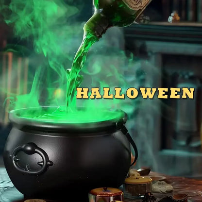1 Set. Halloween Witch Cauldron with LED Light & Fog Mist Maker.  Skeleton in Cauldron for Spooky Hocus Pocus Decoration