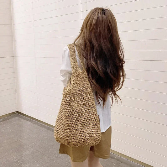 Recycled Paper Straw Over -the-Shoulder Handbags