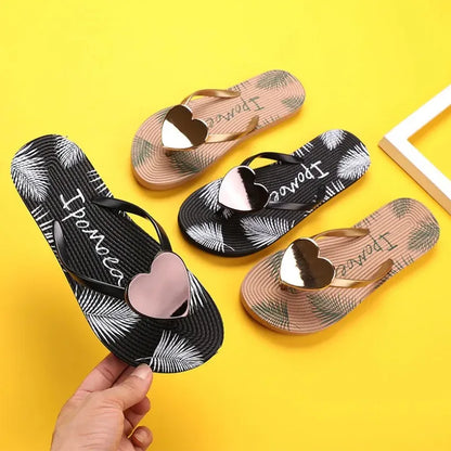 Casual fun home or casual flipflops with cute hearts