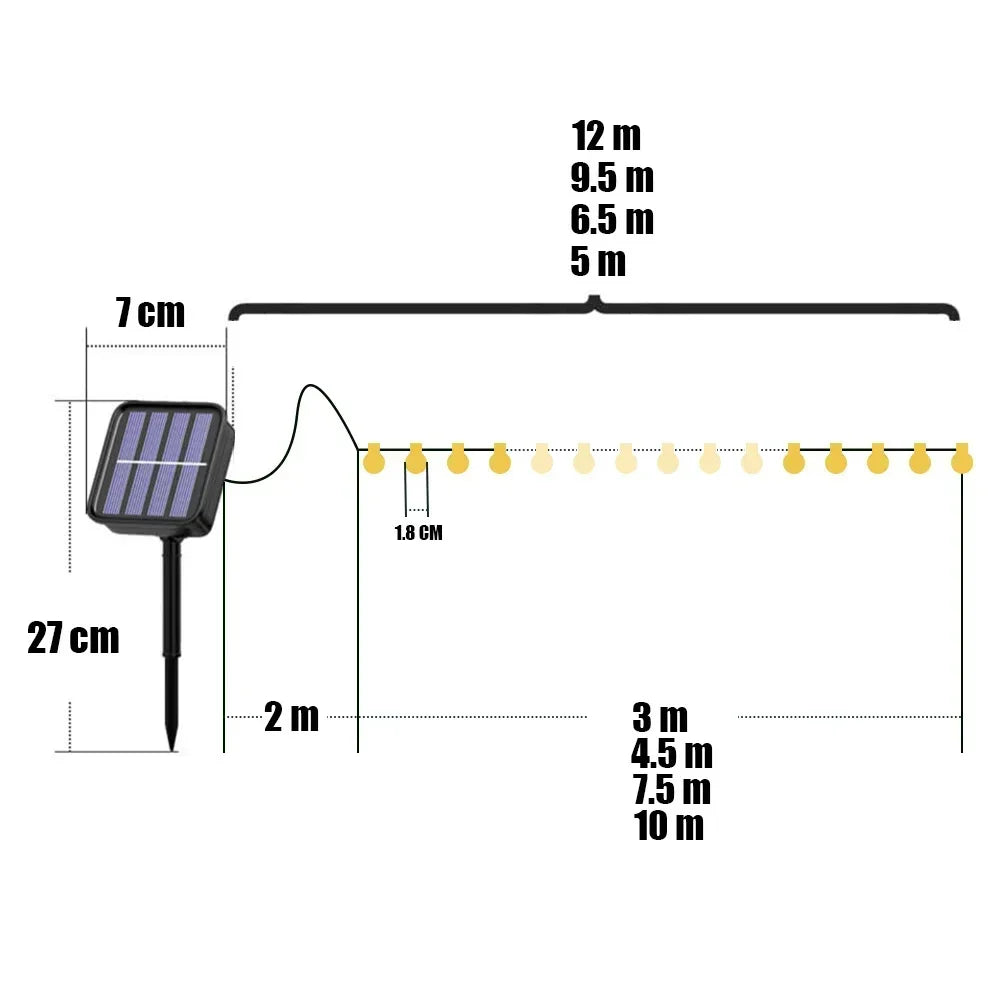 Frosted Globe Solar String Lights 100 LED IP65 Outdoor Fairy Lights