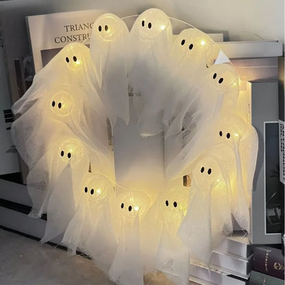 Lit Ghosts Wreath Great for decorating Doors or Windows