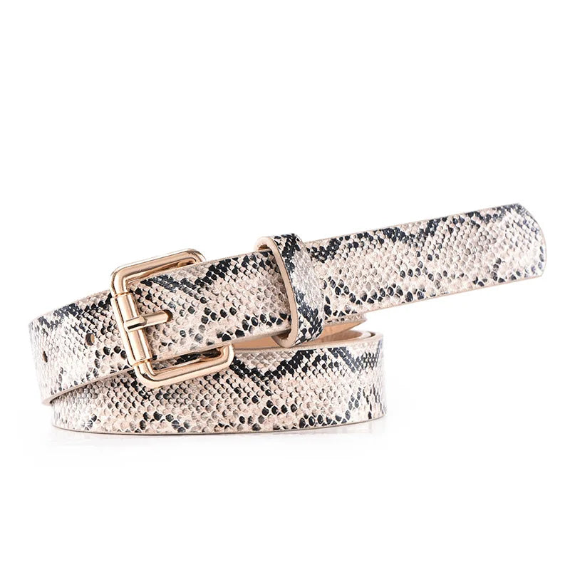 Customized PU Leather Leopard Snake Print Narrow Belt