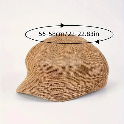 Retro Beret Caps for Women, Breathable Mesh Material, Solid Color Beret for Outdoors