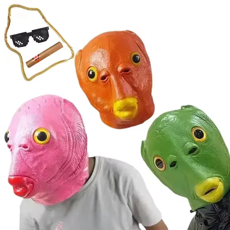 Inflatable Alien Costume With Fish Head Mask Funny Halloween Cosplay Suit For Adults