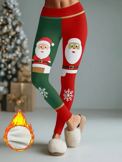 Christmas Leggings, Full Length Pants, Thermal Warm, Comfy and Stretchy
