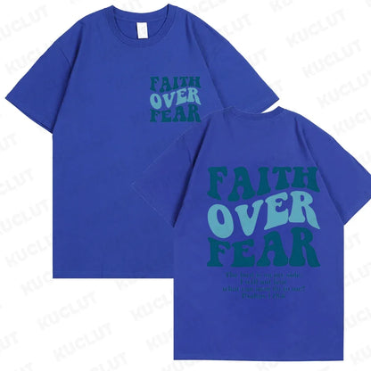 Sizes to 3XL Wide Variety of Colors "Faith Over Fear" T-shirts Christian Clothes Sportswear Bible verse
