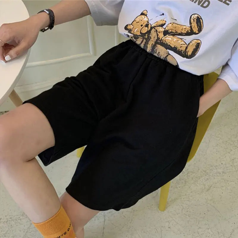 Loose, Elastic Waist Shorts, Casual Wide Leg Pants,  Vintage Fashion Sweatpants in Grey and Black Pockets