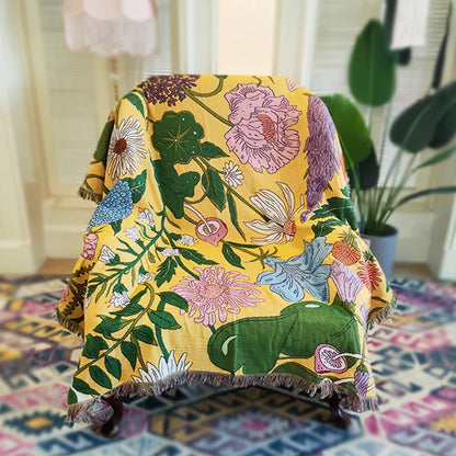 Boho Floral Tapestry, Nordic Plaid Blankets with Fringe. Comes in 10 designs