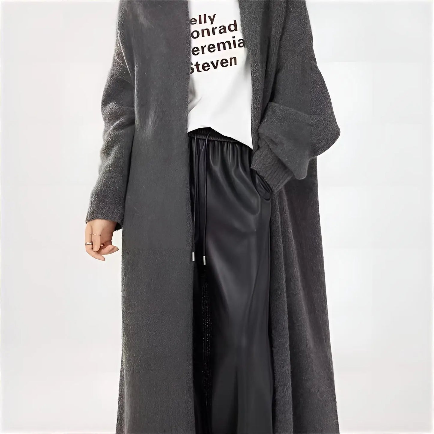 Mid-Calf Length, Long Sleeves, Oversized Course Knit Sweater, Loose Fit