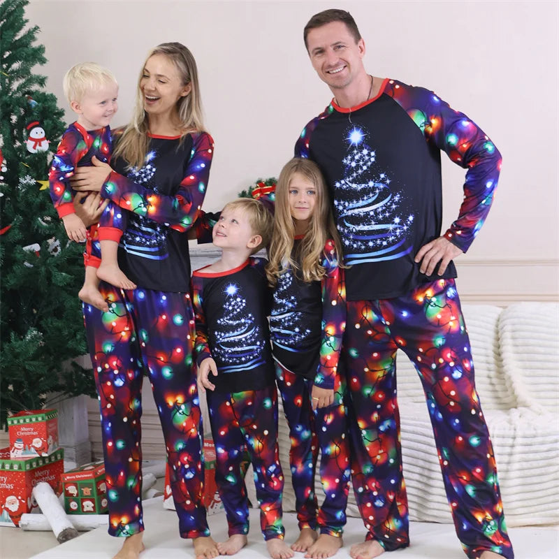 Matching Christmas Family Pajamas Adults Kids Loose Sleepwear Baby Romper