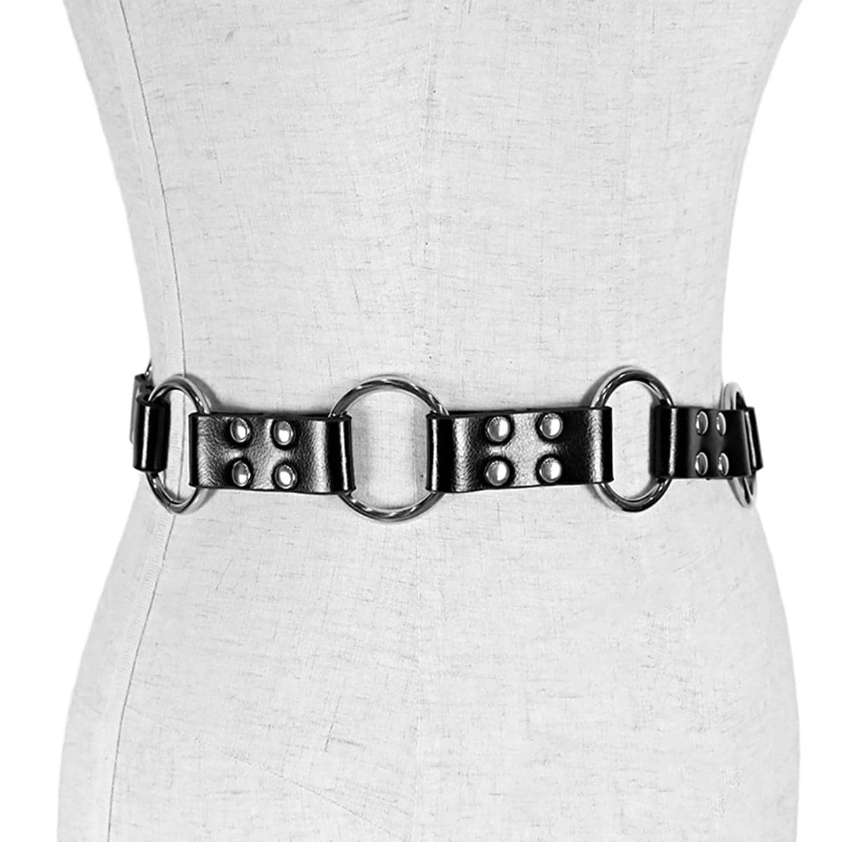 Gothic Pu Leather Harness Waist Belt Punk Waist Belt Straps Holding Metal rings