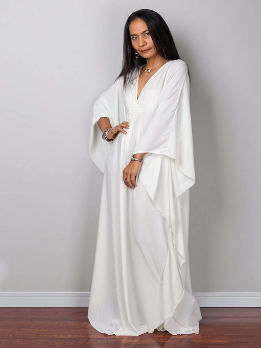 Oversized Caftan Dresses for  SwimSuit Cover-up V-neck Batwing sleeves Loose fit Moroccan Caftan