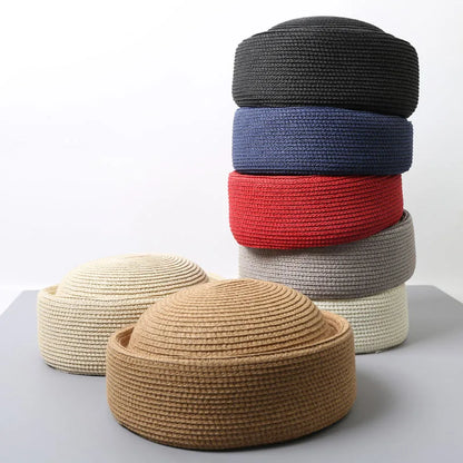 Straw Pillbox Hat  in 4 colors