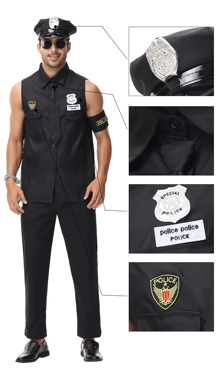 Police Officer Costume with fake accessories