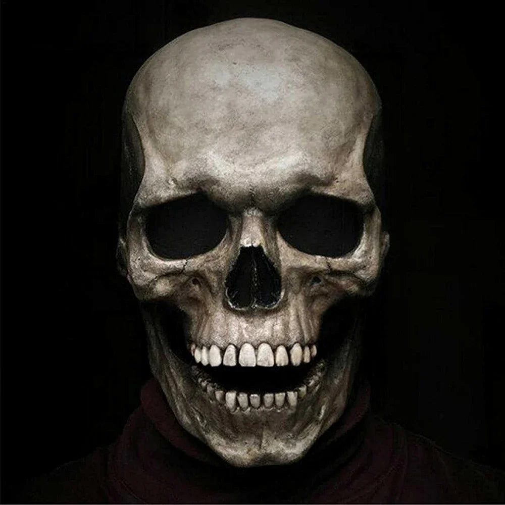Creepy Halloween Full Head Latex Helmet with Moveable Jaw Skull Mask with Movable Jaw