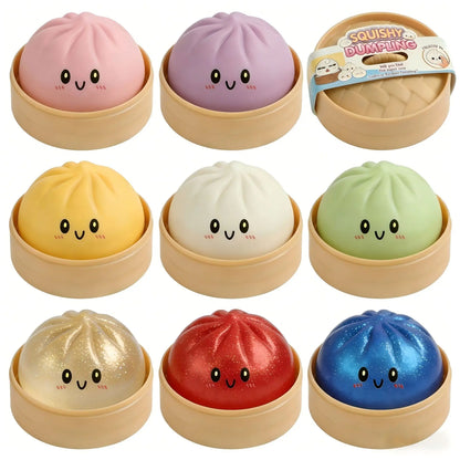 Squishy Dumpling Bun Toy, Slow Rising Glitter Dumpling Stress Ball