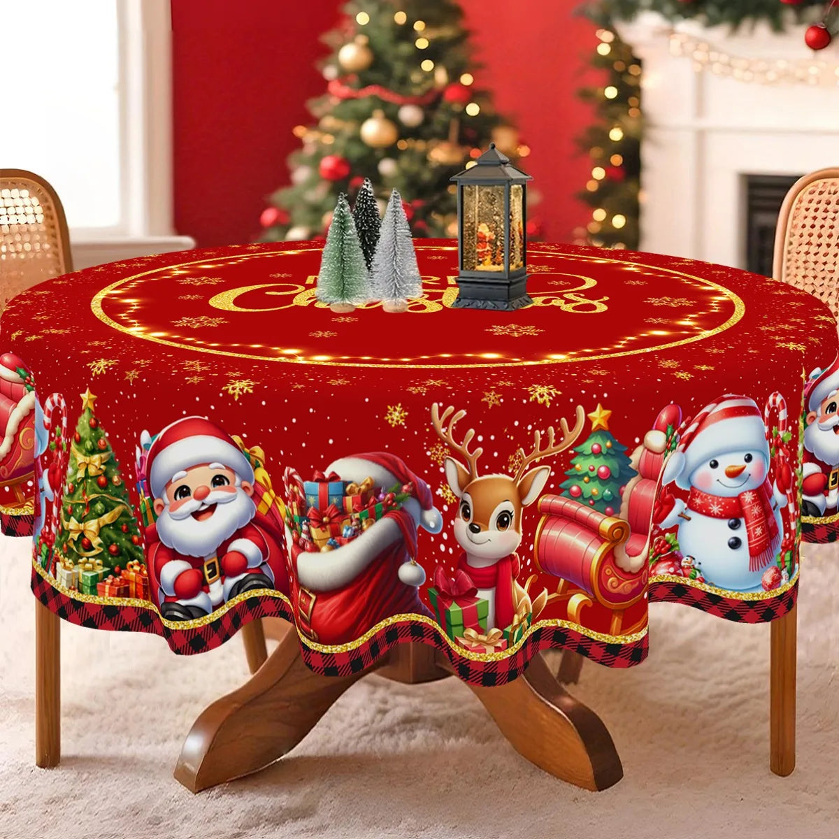 Christmas Santa Tablecloth, Round or Rectangle
