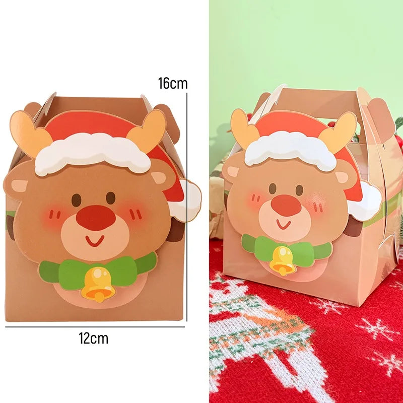Christmas Square Cardstock Gift Bags, Sturdy Reusable