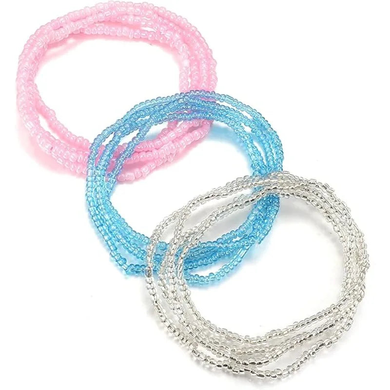 3 Piece Set of Waist Beads for low-rise pants or bikini wear. 10 different set colors to choose from