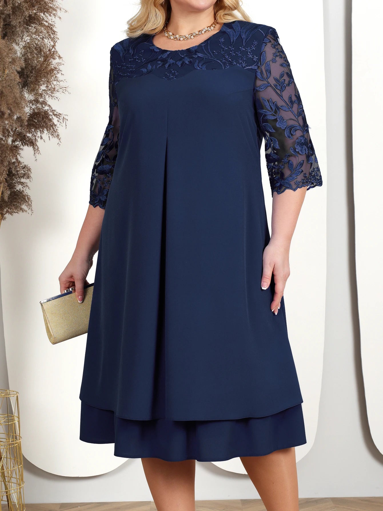 Sizes to 4XL  in 7 Colors  Embroidery Patchwork Elegant Dresses