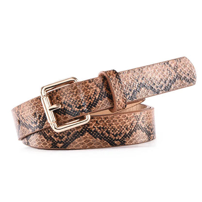 Customized PU Leather Leopard Snake Print Narrow Belt