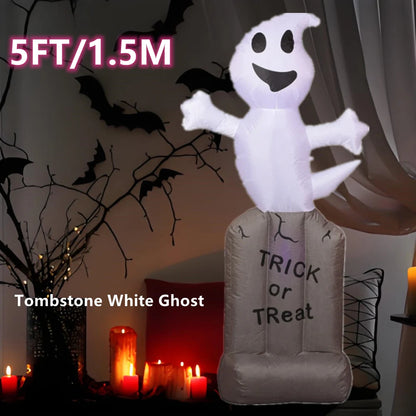 6.5 Feet Halloween Inflatable Pumpkin Ghost Tombstone, Decorations with Built-in LED Lights and Inflatable fan