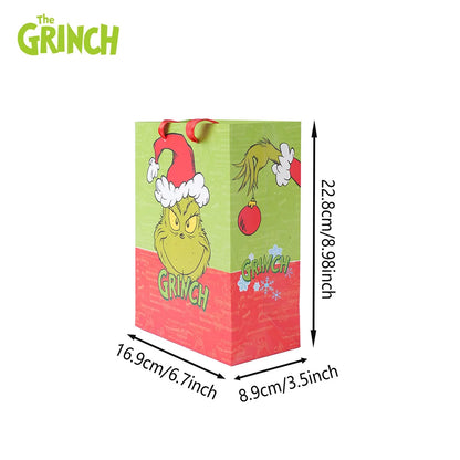 Grinch Christmas Gift Bags, Paper and Transparent, with Handles