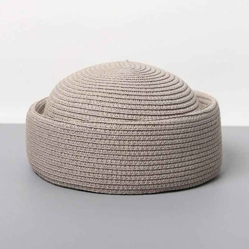 Straw Pillbox Hat  in 4 colors