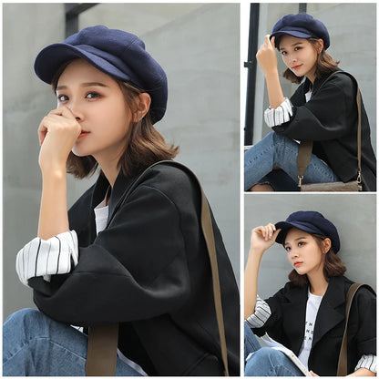 Woolen Octagonal Beret Duckbill Hat Beret British Style