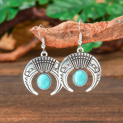Vintage Tibetan Silver Geometric Turquoise Drop Dangle Earrings. 34 Variations
