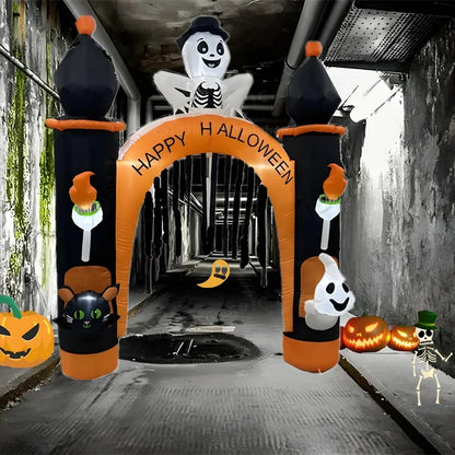 Halloween Inflatable Archway Built-in LED Light Pumpkin Prop Outdoor Decoration