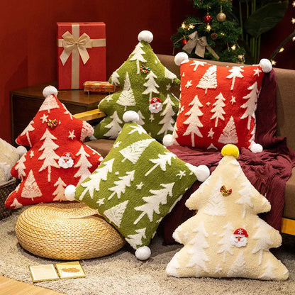 Christmas Tree Stuffed Throw Pillow or  Square, Tree Printed Pillows