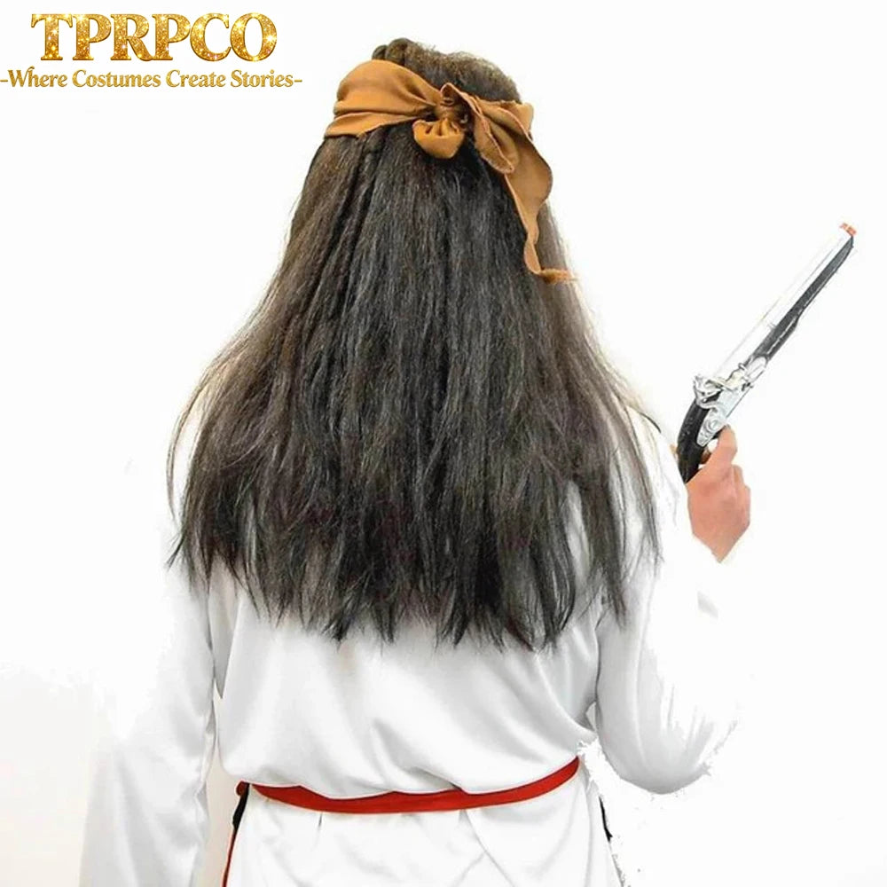 Pirate Captain Jack Sparrow Wig and Hat, Pirates of the Caribbean Cosplay Accessories