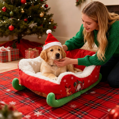 Washable Dog Christmas Sled Anti-slip bottom for Small, Medium, Cats, Dogs, Christmas Decor