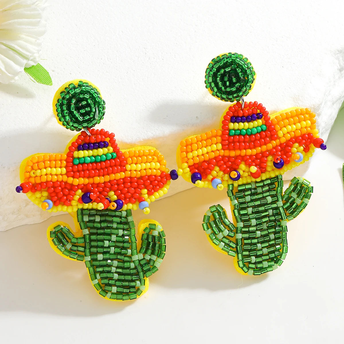 Fun Bohemian Handmade Beaded Coconut Trees and Cactus