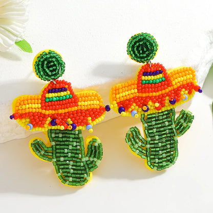 Fun Bohemian Handmade Beaded Coconut Trees and Cactus
