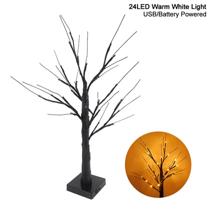 Halloween LED Birch Tree Light for Small Decorations.  Great to dis[play children's handmade Halloween items