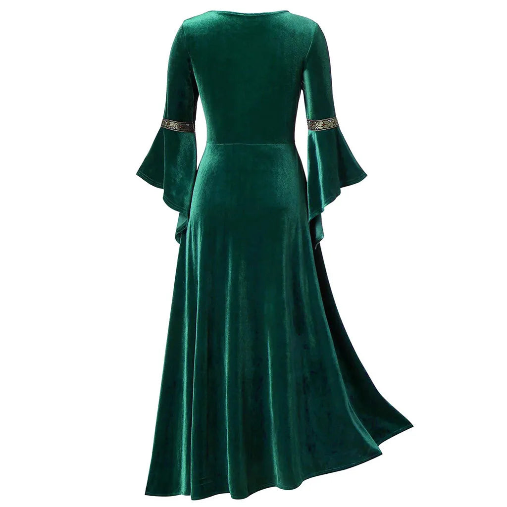 Halloween Long Sleeve Medieval Witch Victorian Gothic Bandage Dress