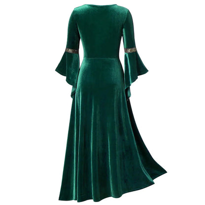 Halloween Long Sleeve Medieval Witch Victorian Gothic Bandage Dress