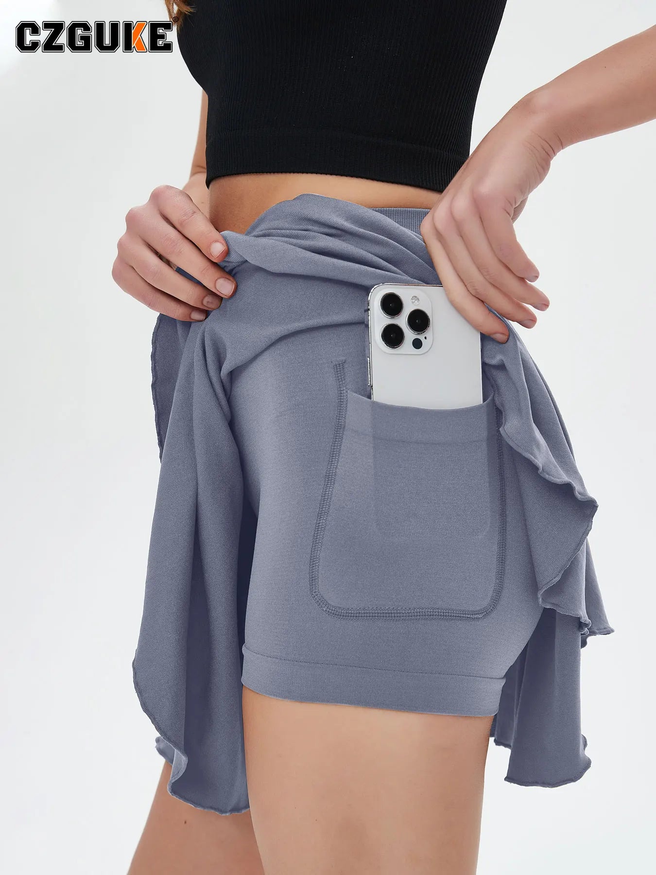 Tennis Skirt with Pocket in Shorts, High Waisted, Various Colors